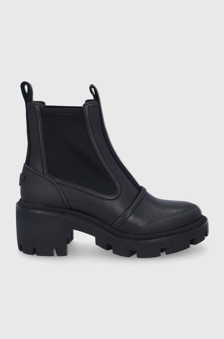 Tory Burch Ghete Chelsea de piele femei, culoarea negru, cu toc drept Tory Burch Ghete Chelsea de piele femei, culoarea negru, cu toc drept