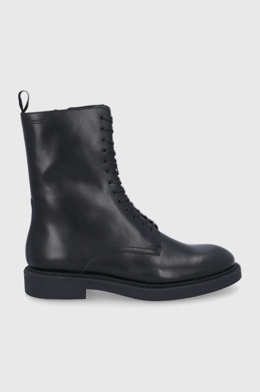 Vagabond Shoemakers Cizme de piele femei, culoarea negru, cu toc plat Vagabond Shoemakers Cizme de piele femei, culoarea negru, cu toc plat