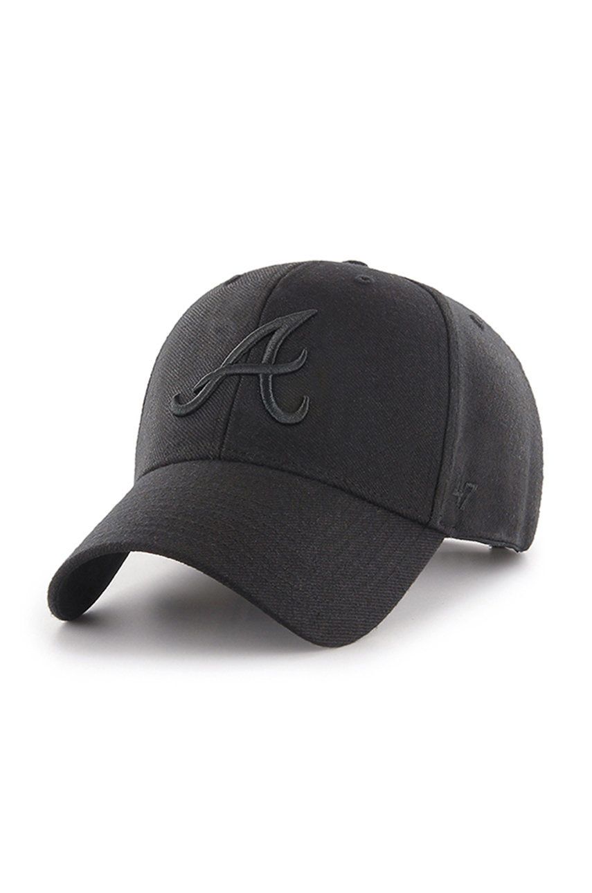47brand șapcă MLB Atlanta Braves culoarea negru, cu imprimeu 47brand șapcă MLB Atlanta Braves culoarea negru, cu imprimeu