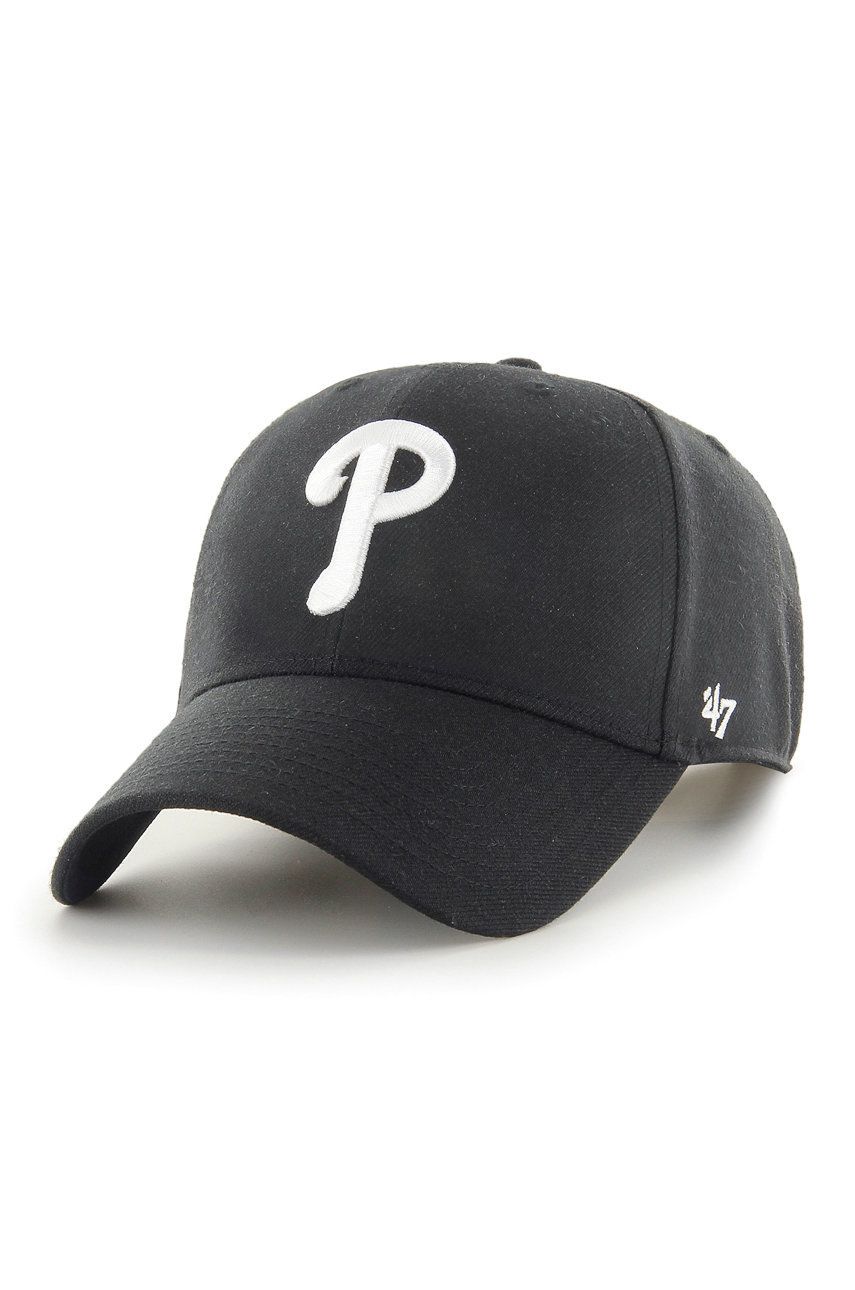 47brand șapcă MLB Philadelphia Phillies culoarea negru, cu imprimeu 47brand șapcă MLB Philadelphia Phillies culoarea negru, cu imprimeu