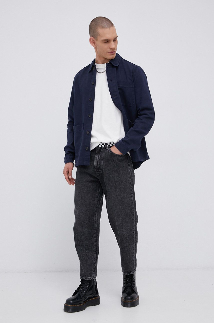 !SOLID Cămașă din bumbac bărbați, culoarea albastru marin, cu guler clasic, regular !SOLID Cămașă din bumbac bărbați, culoarea albastru marin, cu guler clasic, regular