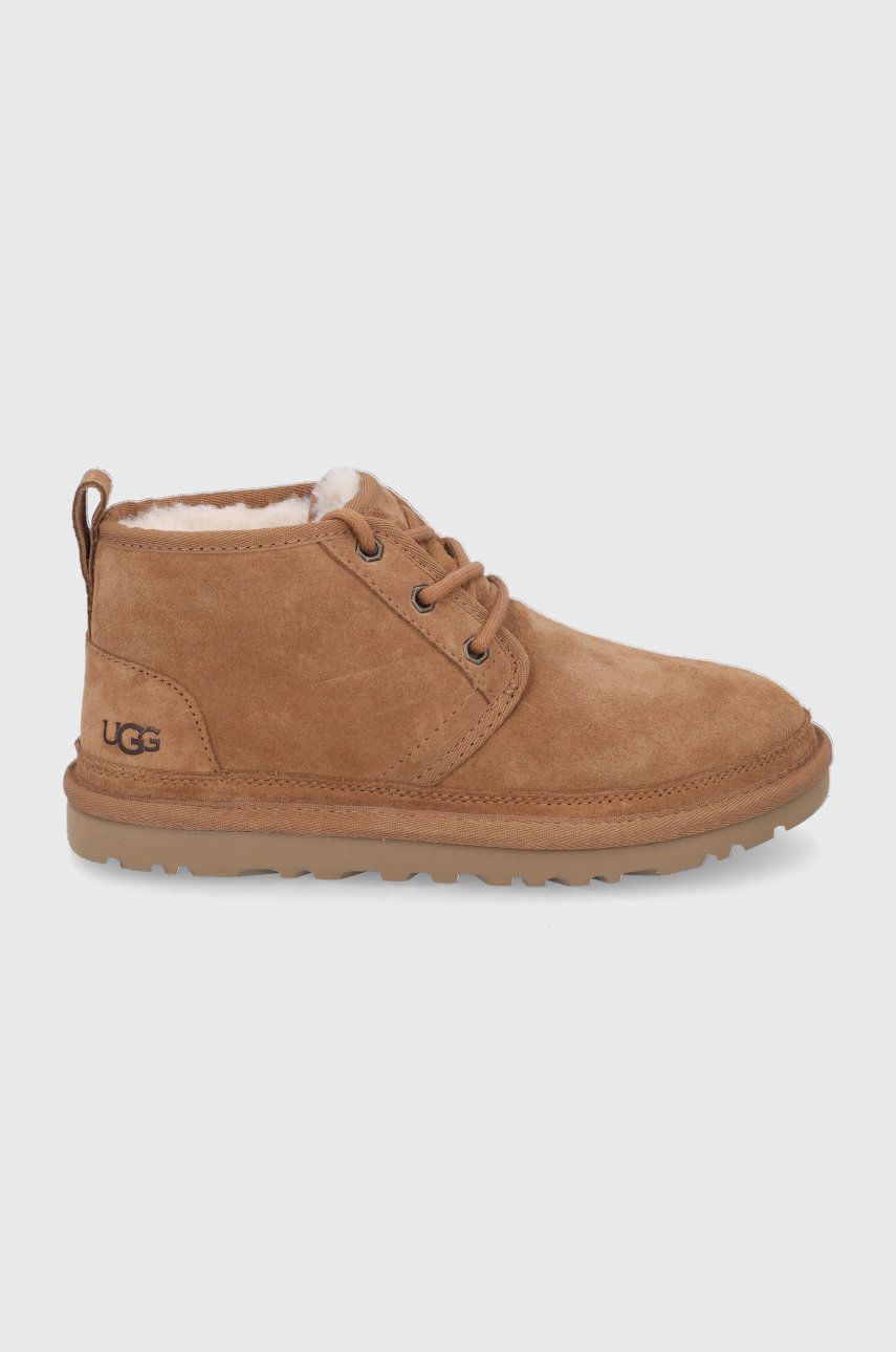 UGG pantofi de piele întoarsă Neumel femei, culoarea: maro, cu toc plat, model căptușit 1094269.CHE UGG pantofi de piele întoarsă Neumel femei, culoarea: maro, cu toc plat, model căptușit 1094269.CHE