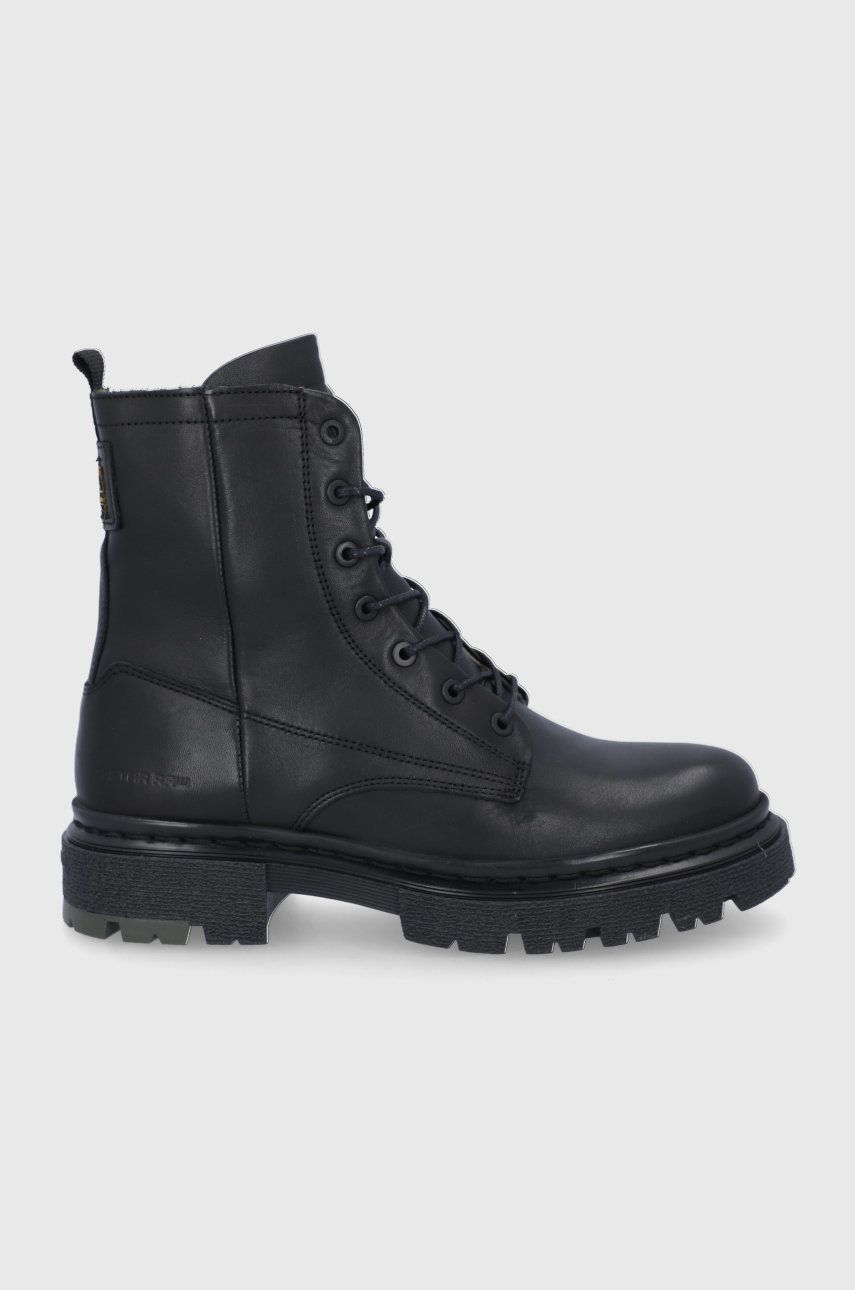 G-Star Raw Bocanci de piele femei, culoarea negru, cu toc plat G-Star Raw Bocanci de piele femei, culoarea negru, cu toc plat