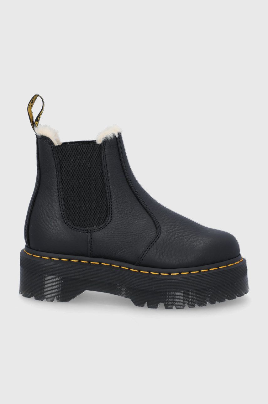 Dr. Martens ghete Chelsea de piele Quad FL femei, culoarea negru, cu platformă, izolat 25635001-Black.Pisa Dr. Martens ghete Chelsea de piele Quad FL femei, culoarea negru, cu platformă, izolat 25635001-Black.Pisa