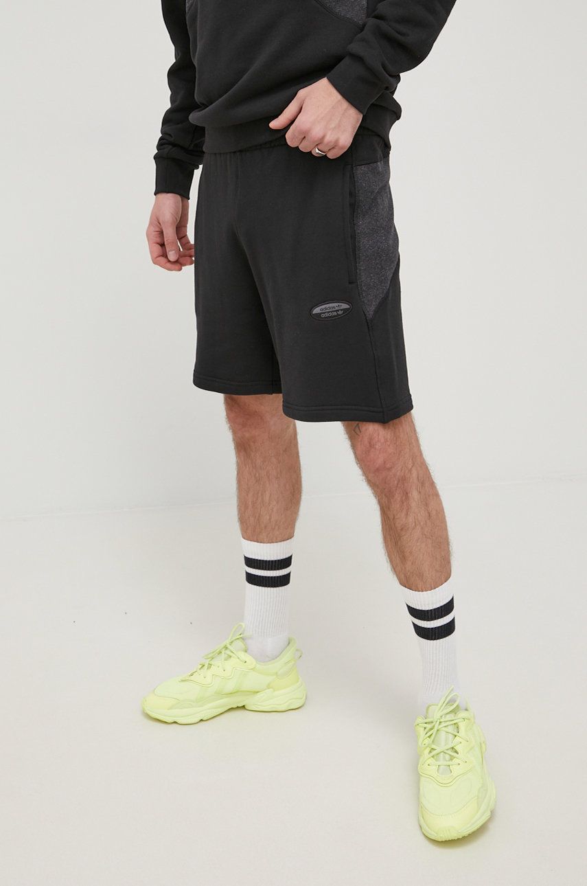 adidas Originals pantaloni scurti din bumbac HC9459 barbati, culoarea negru adidas Originals pantaloni scurti din bumbac HC9459 barbati, culoarea negru