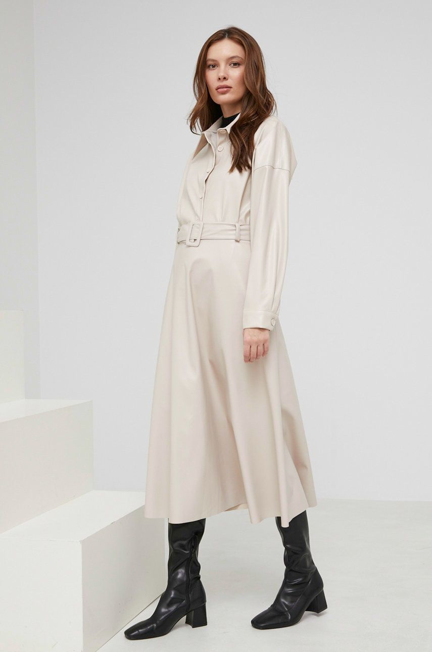 Answear Lab camasa femei, culoarea bej, cu guler clasic, relaxed Answear Lab camasa femei, culoarea bej, cu guler clasic, relaxed