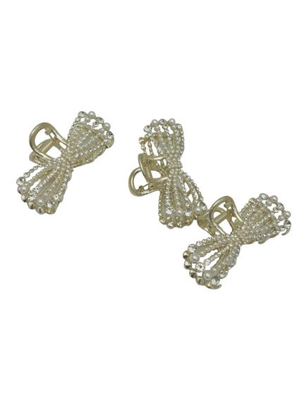 En-gros Cleste pentru par, model deosebit cu perle si strasuri, din metal, marime medie En-gros Cleste pentru par, model deosebit cu perle si strasuri, din metal, marime medie