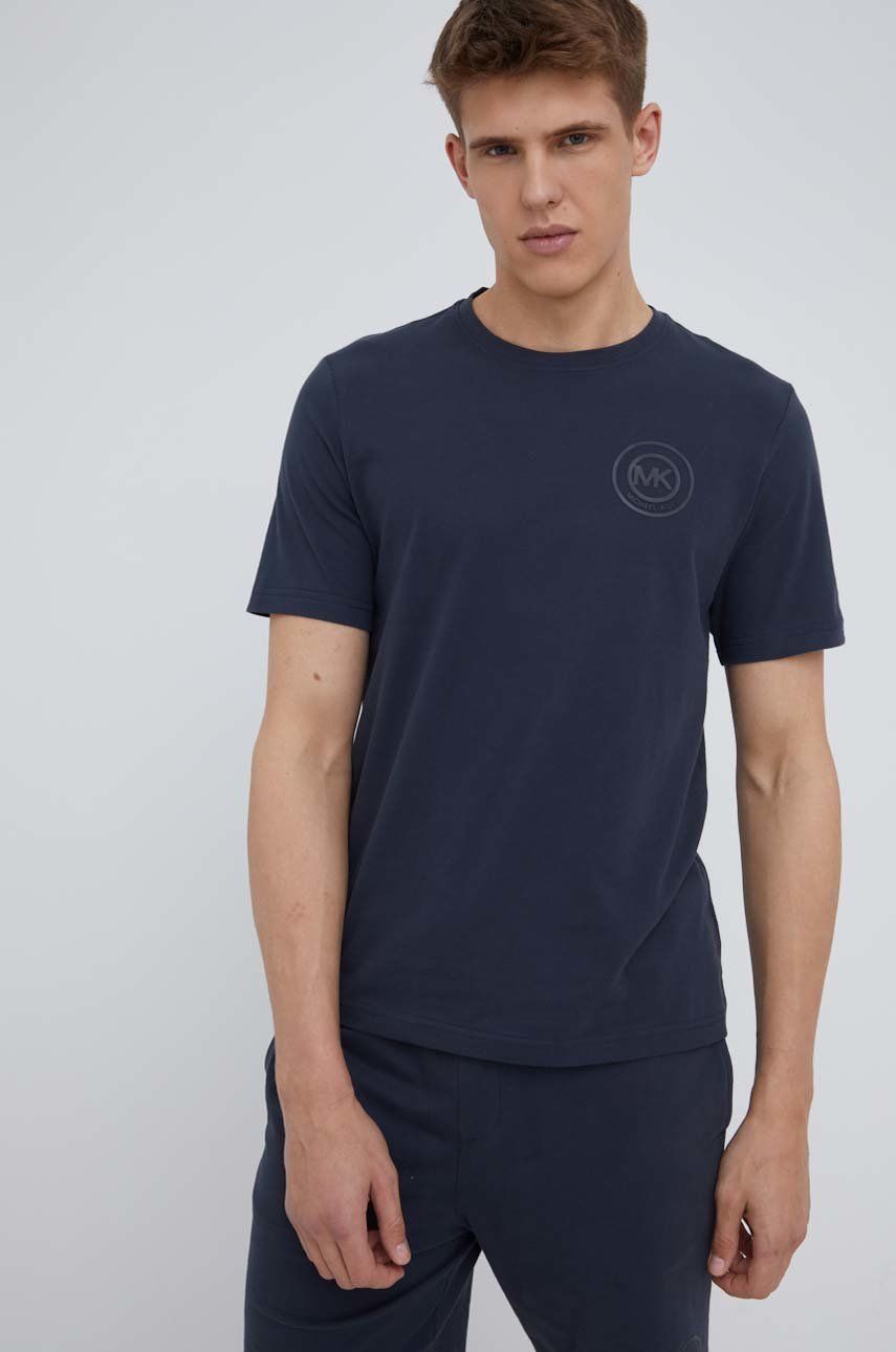 Michael Kors tricou din bumbac culoarea albastru marin, neted Michael Kors tricou din bumbac culoarea albastru marin, neted
