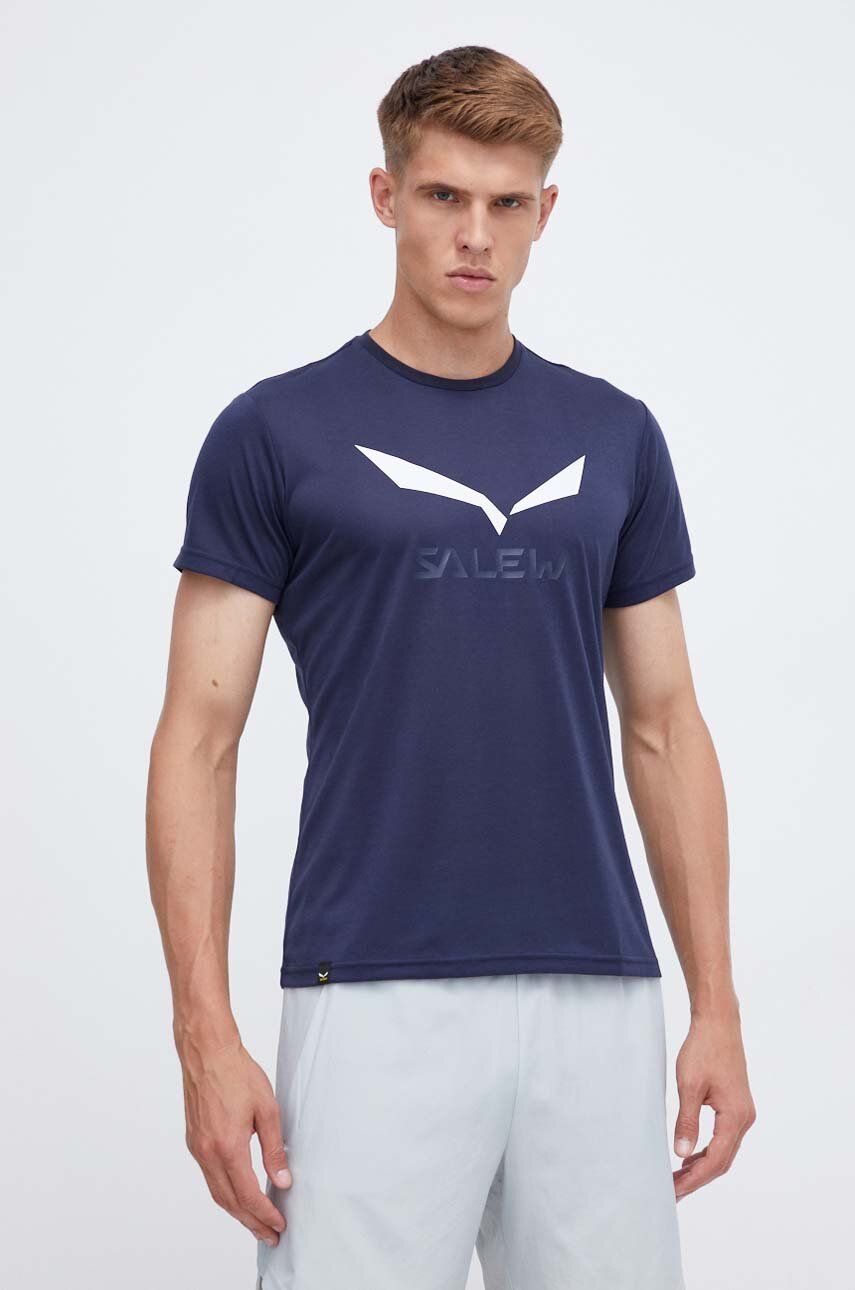 Salewa tricou sport Solidlogo culoarea albastru marin, cu imprimeu Salewa tricou sport Solidlogo culoarea albastru marin, cu imprimeu