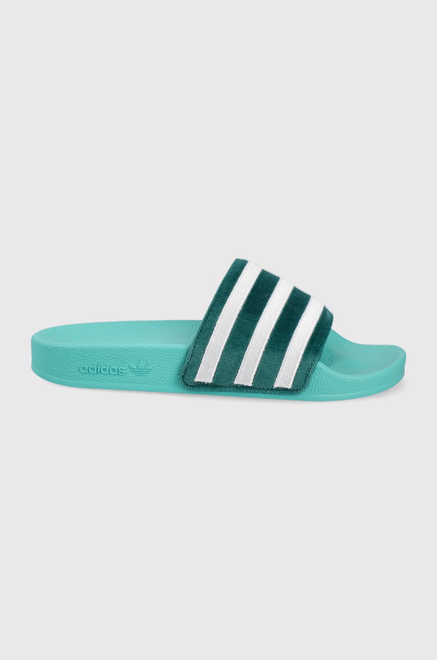 adidas Originals papuci Adilette GX3371 femei, culoarea turcoaz GX3371-MNRS/WHT adidas Originals papuci Adilette GX3371 femei, culoarea turcoaz GX3371-MNRS/WHT