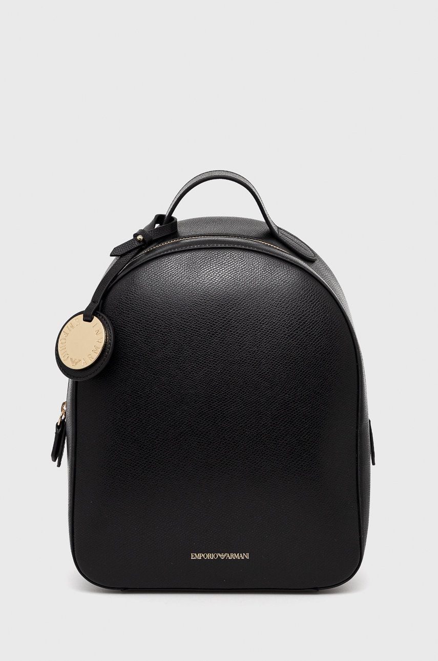 Emporio Armani rucsac femei, culoarea negru, mic, neted Emporio Armani rucsac femei, culoarea negru, mic, neted