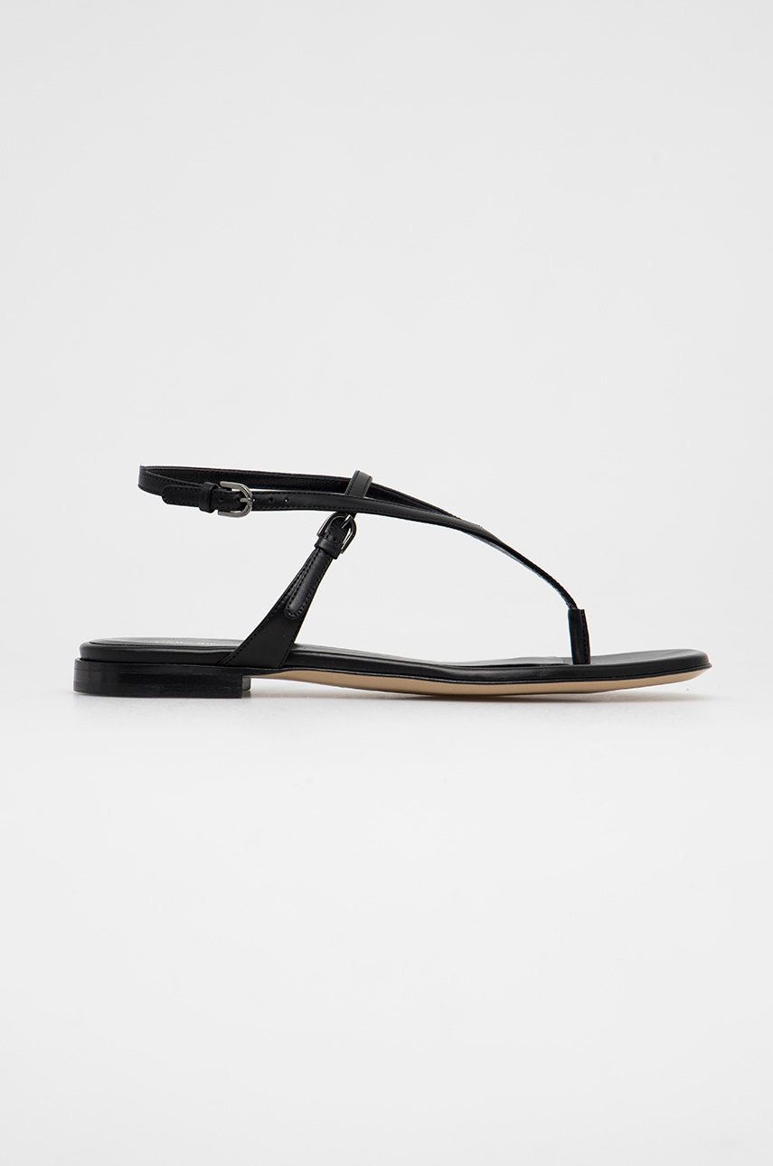 Emporio Armani sandale de piele femei, culoarea negru Emporio Armani sandale de piele femei, culoarea negru