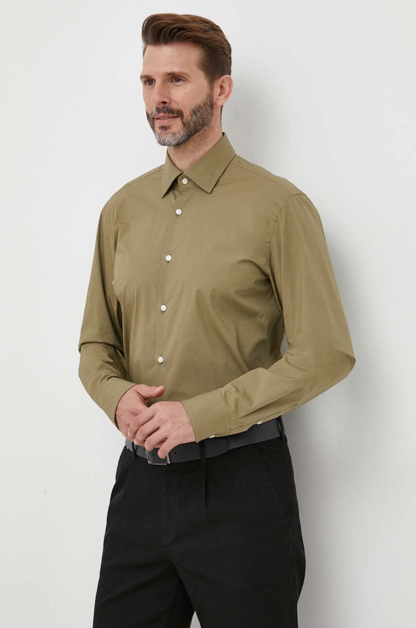BOSS cămașă bărbați, culoarea verde, cu guler clasic, slim 50469345 BOSS cămașă bărbați, culoarea verde, cu guler clasic, slim 50469345