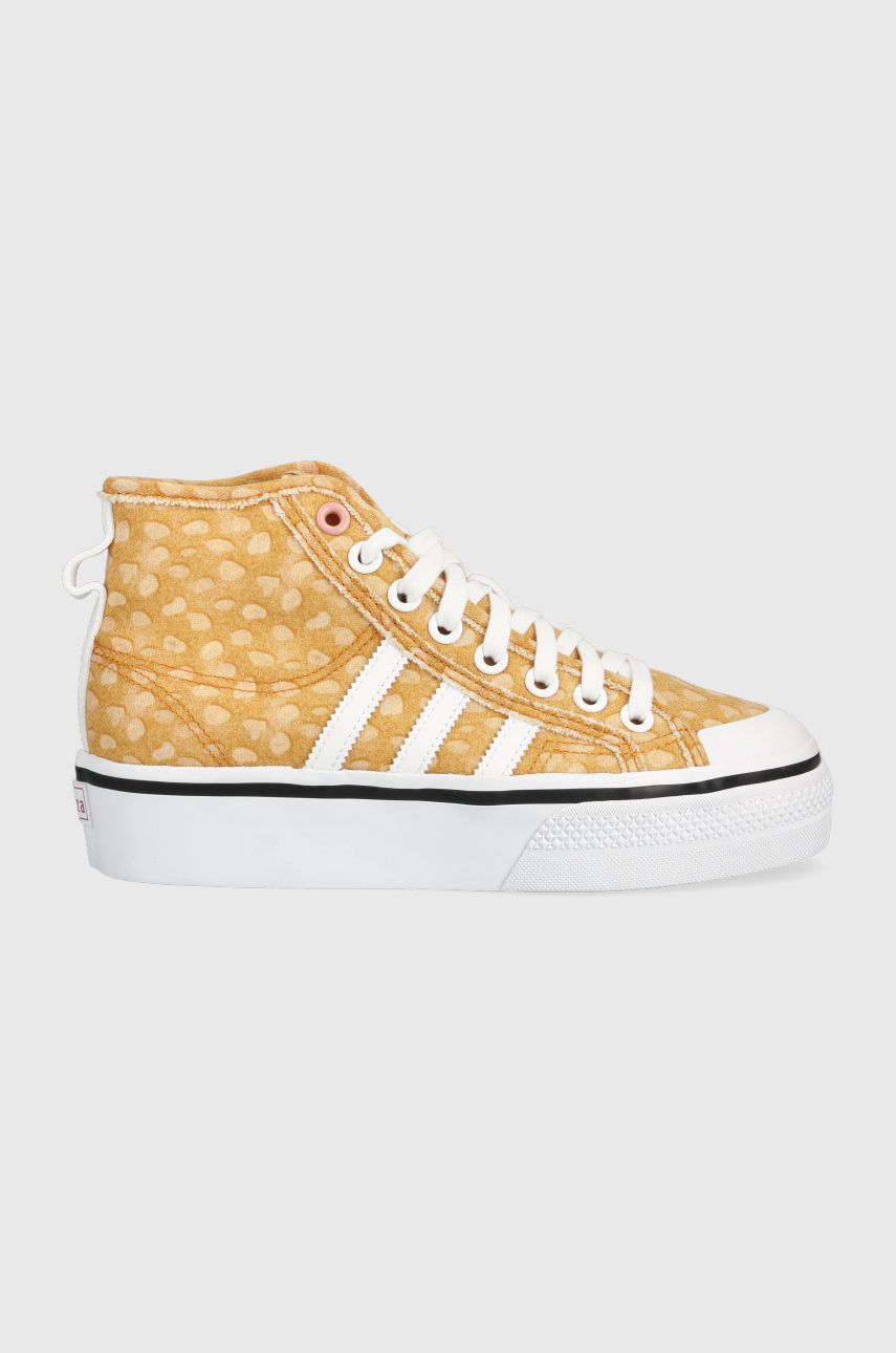 adidas Originals teniși Disney Nizza GZ1657 femei, culoarea maro GZ1657-WHT/LGBR adidas Originals teniși Disney Nizza GZ1657 femei, culoarea maro GZ1657-WHT/LGBR