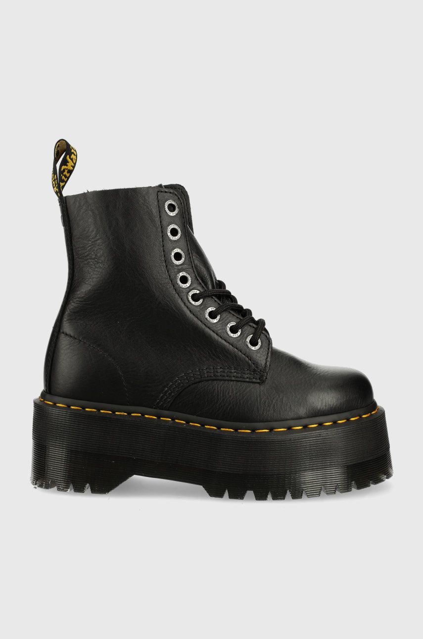Dr. Martens bocanci de piele femei, culoarea negru, cu platforma DM26925001.1460.Pascal-Black.Pisa Dr. Martens bocanci de piele femei, culoarea negru, cu platforma DM26925001.1460.Pascal-Black.Pisa