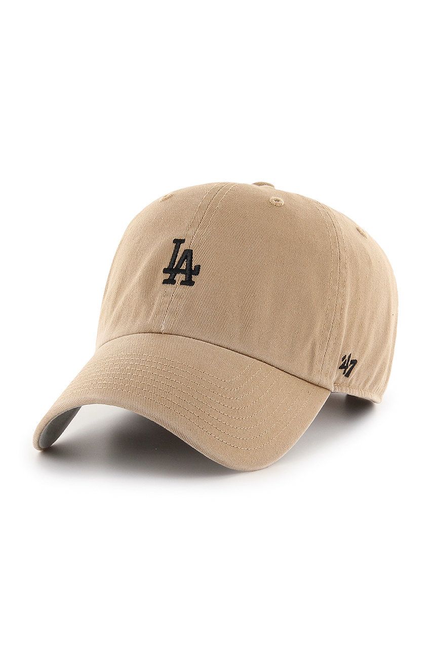 47brand șapcă Los Angeles Dodgers culoarea bej, cu imprimeu 47brand șapcă Los Angeles Dodgers culoarea bej, cu imprimeu