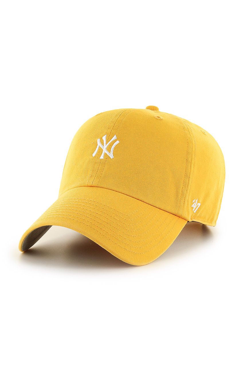 47brand șapcă New York Yankees culoarea galben, cu imprimeu 47brand șapcă New York Yankees culoarea galben, cu imprimeu