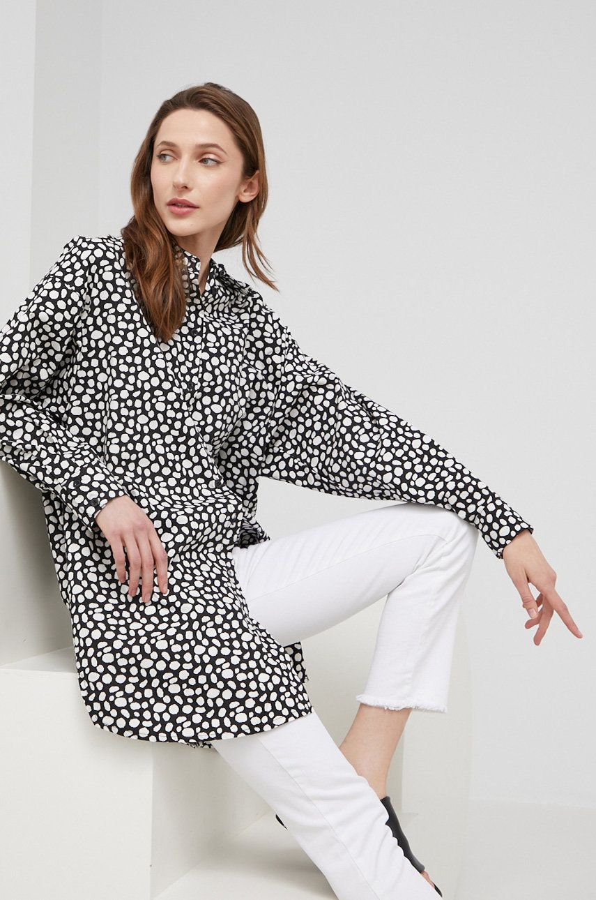 Answear Lab camasa din bumbac femei, culoarea negru, cu guler clasic, relaxed Answear Lab camasa din bumbac femei, culoarea negru, cu guler clasic, relaxed