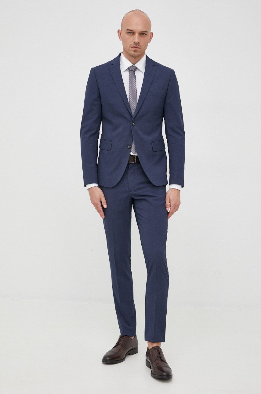 Lindbergh costum barbati, culoarea albastru marin, neted Lindbergh costum barbati, culoarea albastru marin, neted