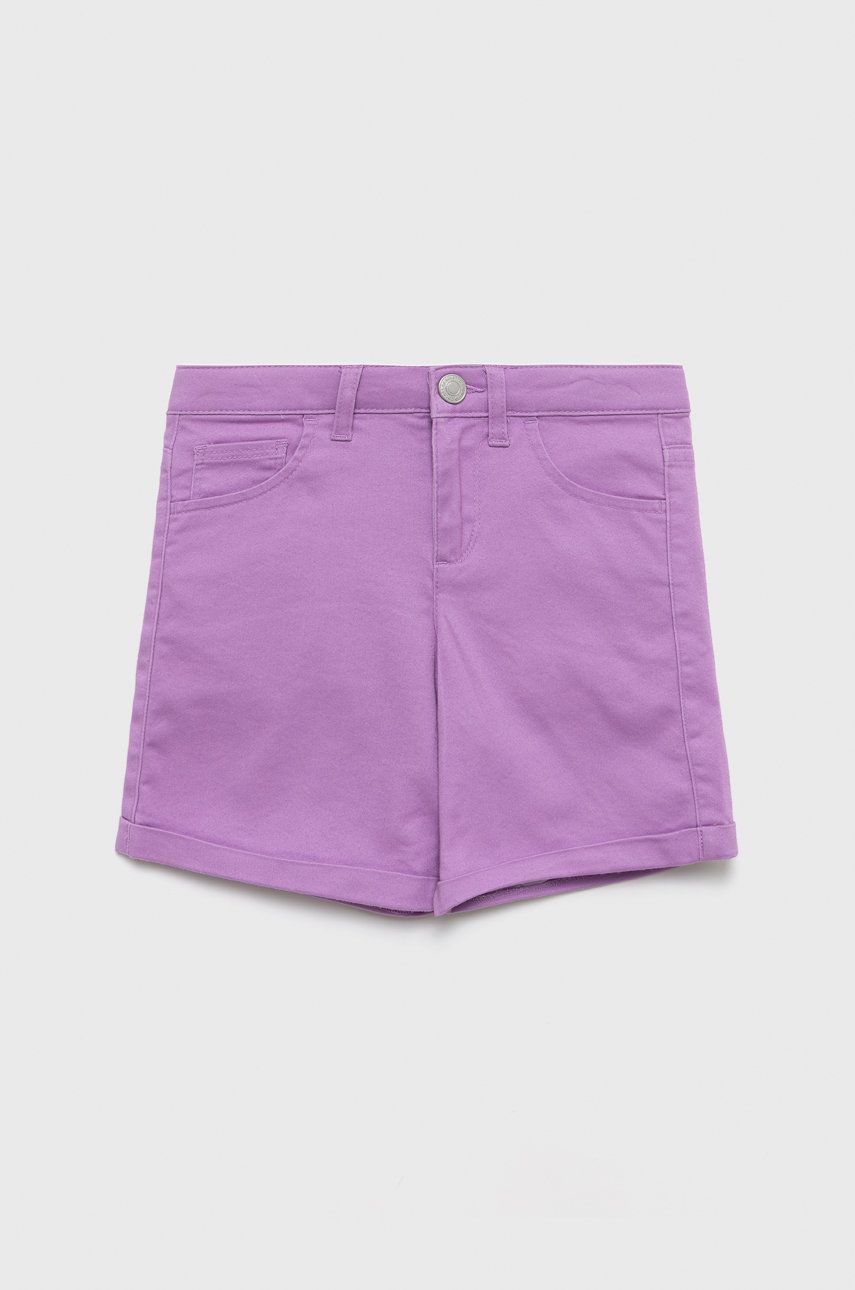 United Colors of Benetton pantaloni scurti copii culoarea violet, neted United Colors of Benetton pantaloni scurti copii culoarea violet, neted