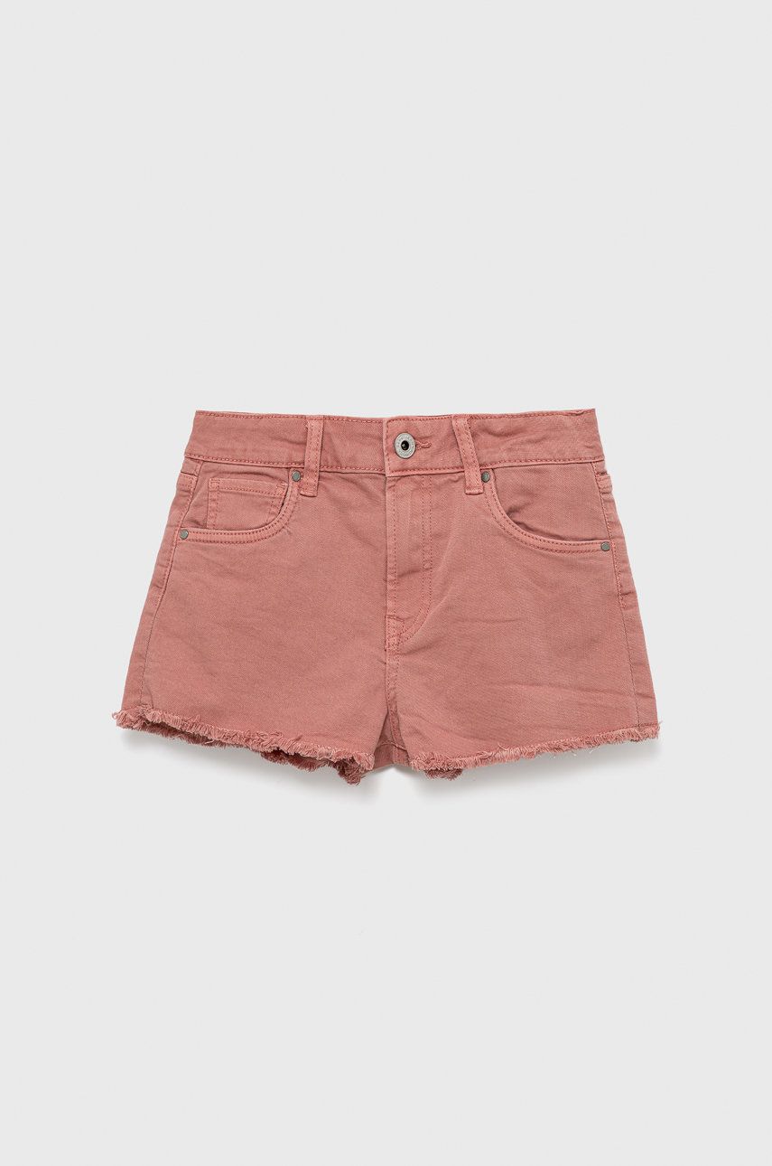 Pepe Jeans pantaloni scurti din denim pentru copii culoarea roz, neted Pepe Jeans pantaloni scurti din denim pentru copii culoarea roz, neted