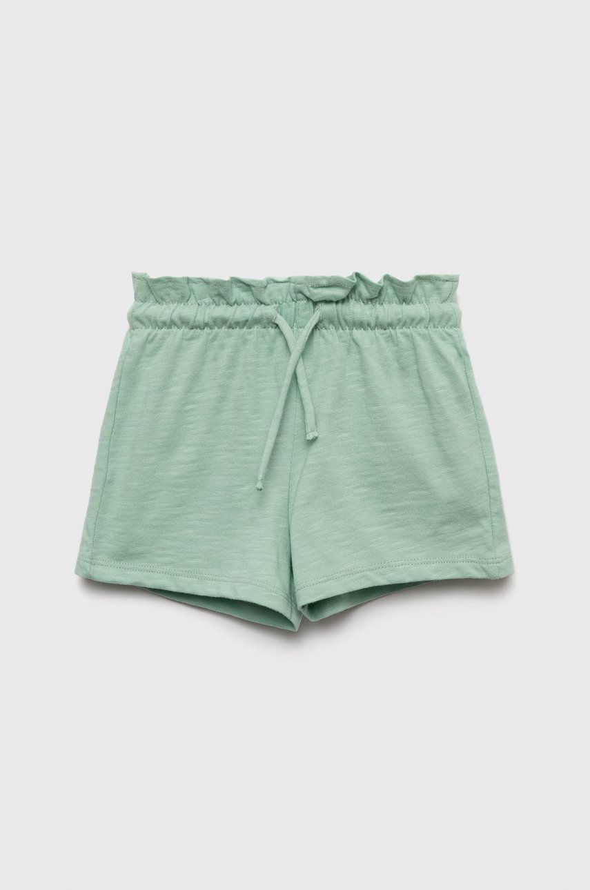 United Colors of Benetton pantaloni scurți din bumbac pentru copii culoarea verde, neted United Colors of Benetton pantaloni scurți din bumbac pentru copii culoarea verde, neted