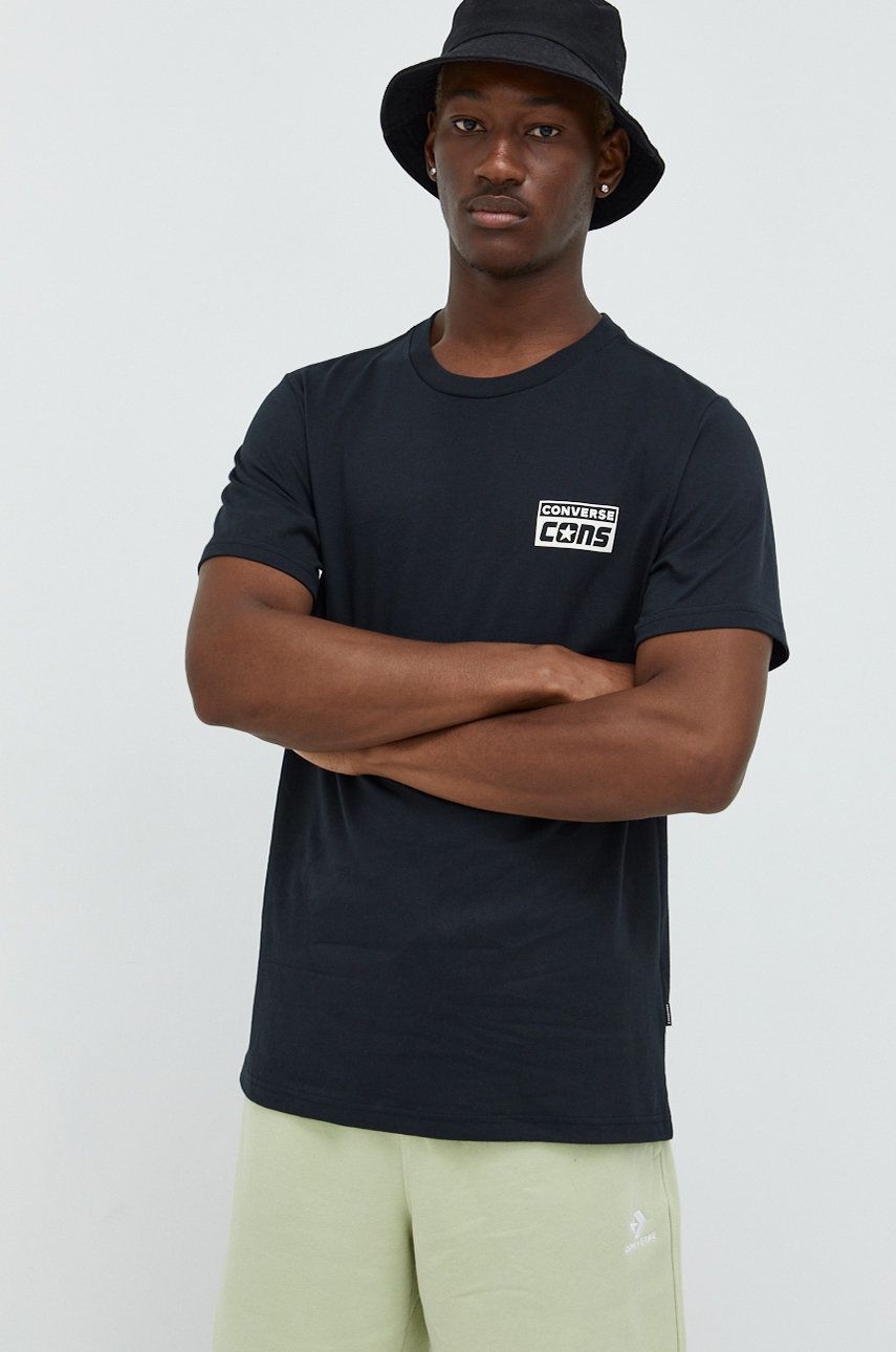 Converse tricou din bumbac culoarea negru, cu imprimeu 10021134.A01-001 Converse tricou din bumbac culoarea negru, cu imprimeu 10021134.A01-001