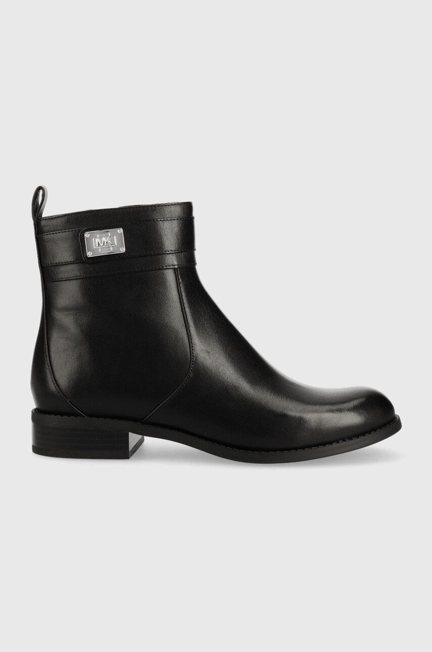 MICHAEL Michael Kors cizme de piele Padma femei, culoarea negru, cu toc plat MICHAEL Michael Kors cizme de piele Padma femei, culoarea negru, cu toc plat