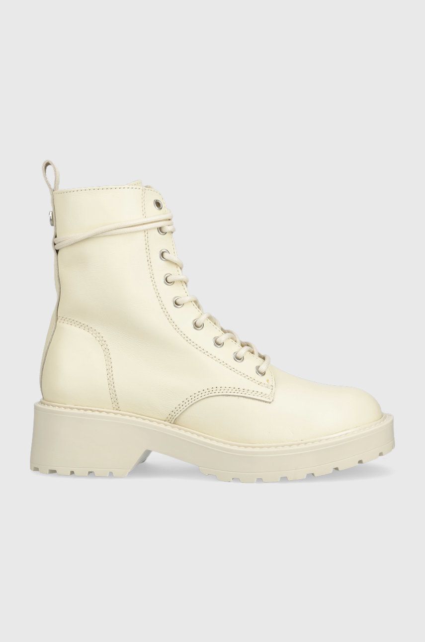 Steve Madden bocanci de piele Tornado femei, culoarea bej, cu platforma Steve Madden bocanci de piele Tornado femei, culoarea bej, cu platforma