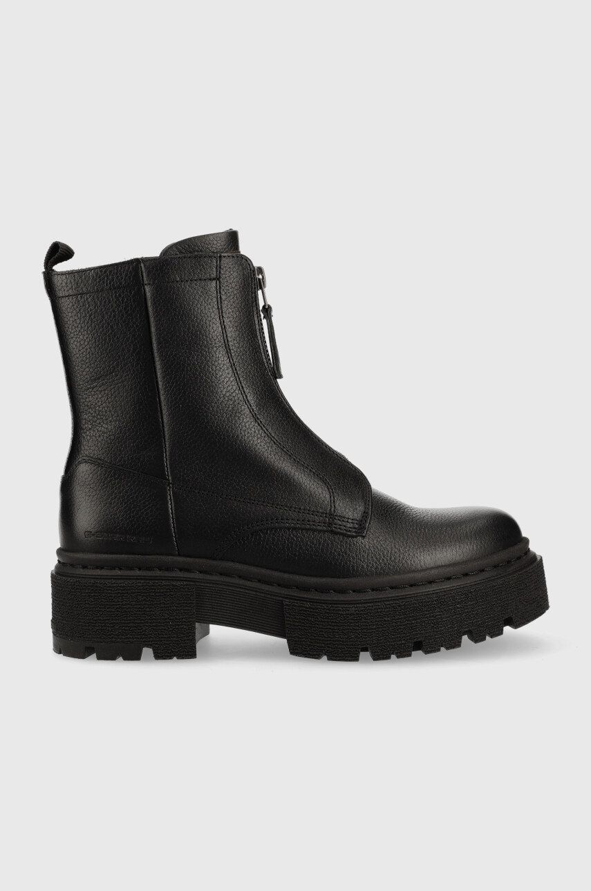 G-Star Raw cizme de piele Kafey Pfm femei, culoarea negru, cu platforma G-Star Raw cizme de piele Kafey Pfm femei, culoarea negru, cu platforma
