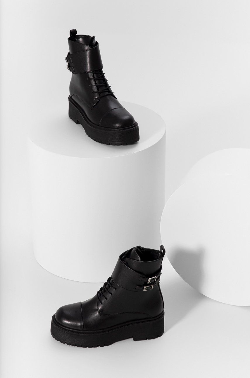 Answear Lab cizme de piele femei, culoarea negru, cu platforma Answear Lab cizme de piele femei, culoarea negru, cu platforma