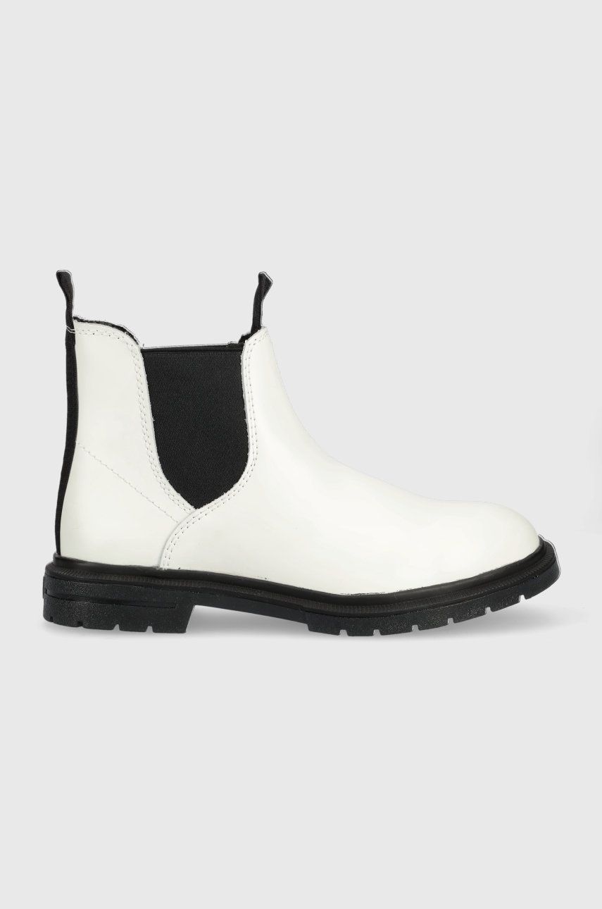 Wrangler botine Spike Chelsea femei, culoarea alb, cu toc plat Wrangler botine Spike Chelsea femei, culoarea alb, cu toc plat