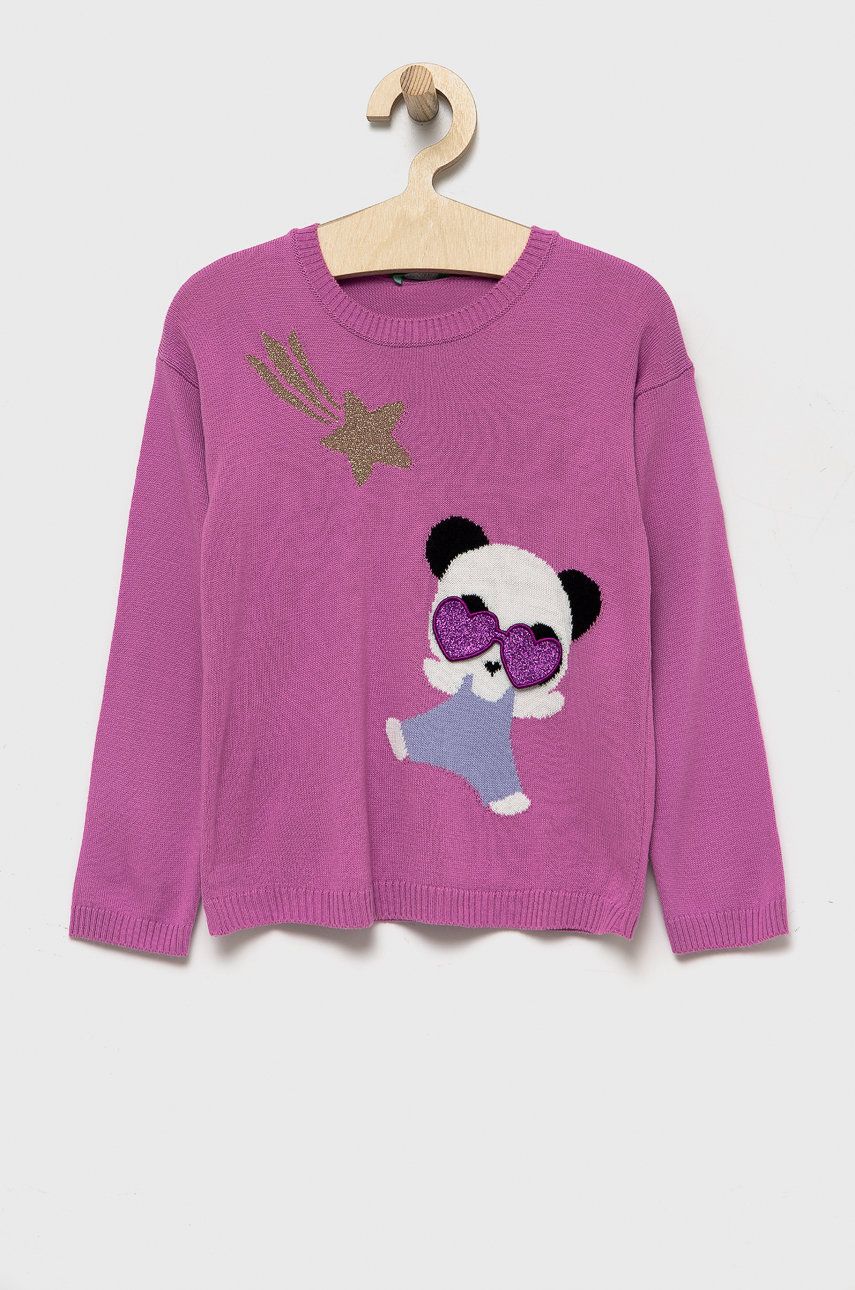 United Colors of Benetton pulover copii culoarea violet, light United Colors of Benetton pulover copii culoarea violet, light