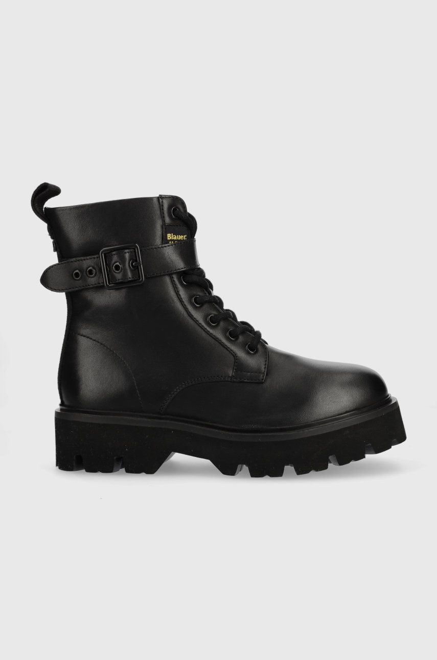 Blauer bocanci de piele Elsie femei, culoarea negru, cu platforma Blauer bocanci de piele Elsie femei, culoarea negru, cu platforma