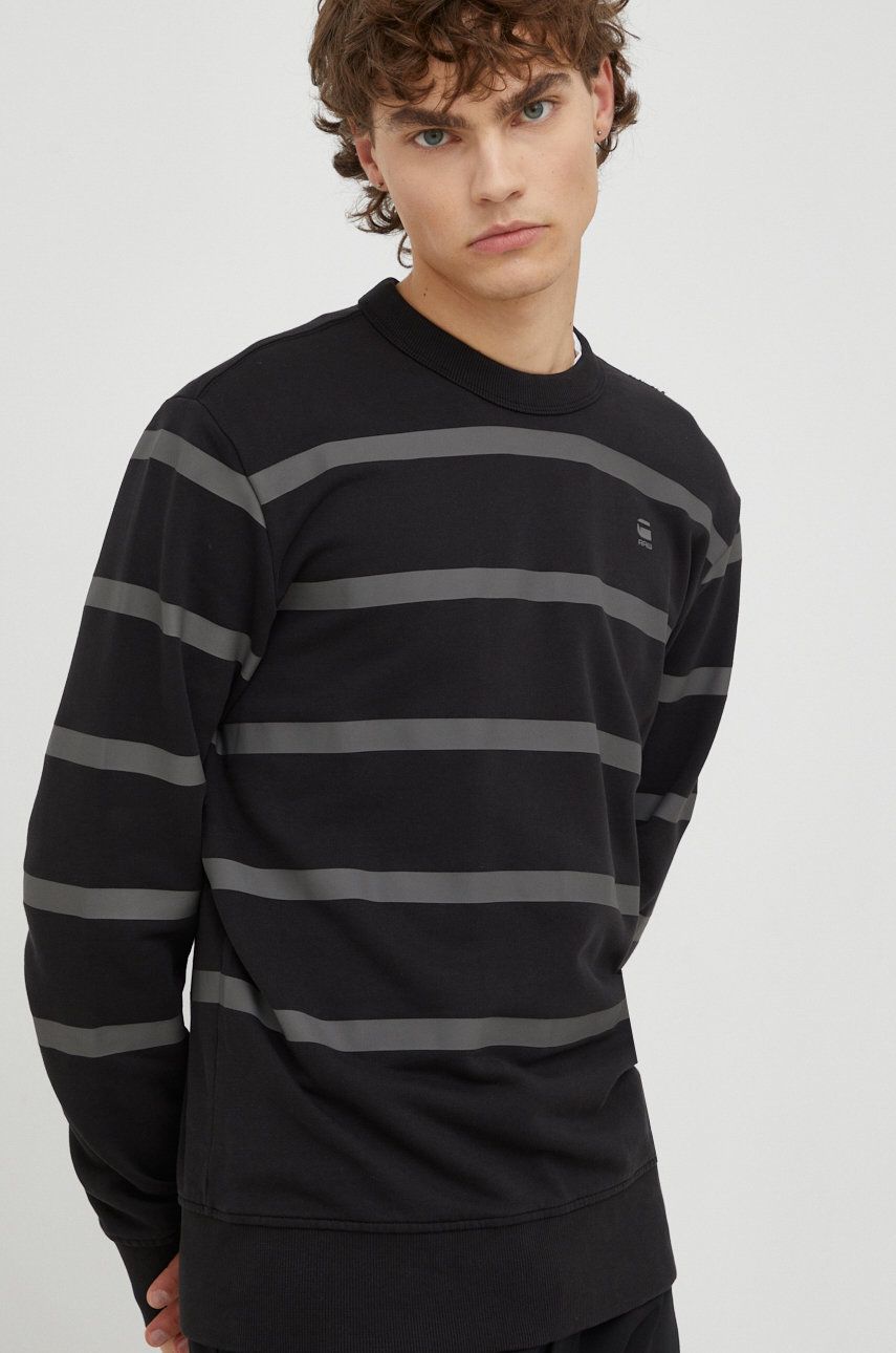 G-Star Raw hanorac de bumbac barbati, culoarea negru, cu imprimeu G-Star Raw hanorac de bumbac barbati, culoarea negru, cu imprimeu