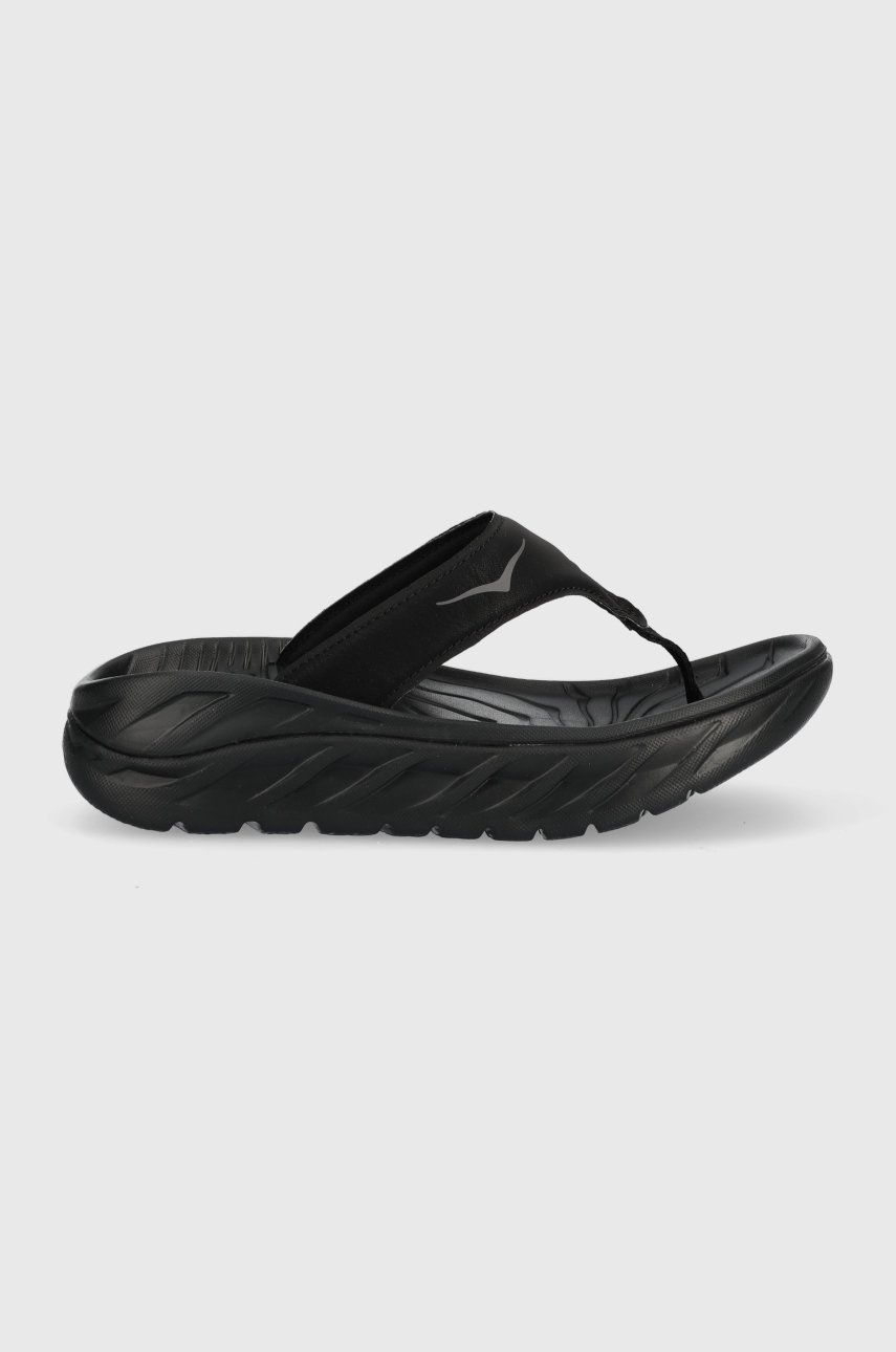 Hoka șlapi Ora Recovery Flip femei, culoarea negru, cu platforma 1117910-BDGGR Hoka șlapi Ora Recovery Flip femei, culoarea negru, cu platforma 1117910-BDGGR