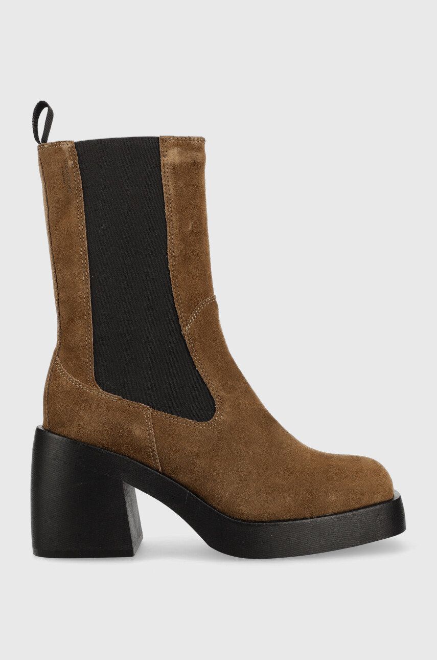 Vagabond Shoemakers botine din piele intoarsa Brooke femei, culoarea maro, cu toc drept Vagabond Shoemakers botine din piele intoarsa Brooke femei, culoarea maro, cu toc drept
