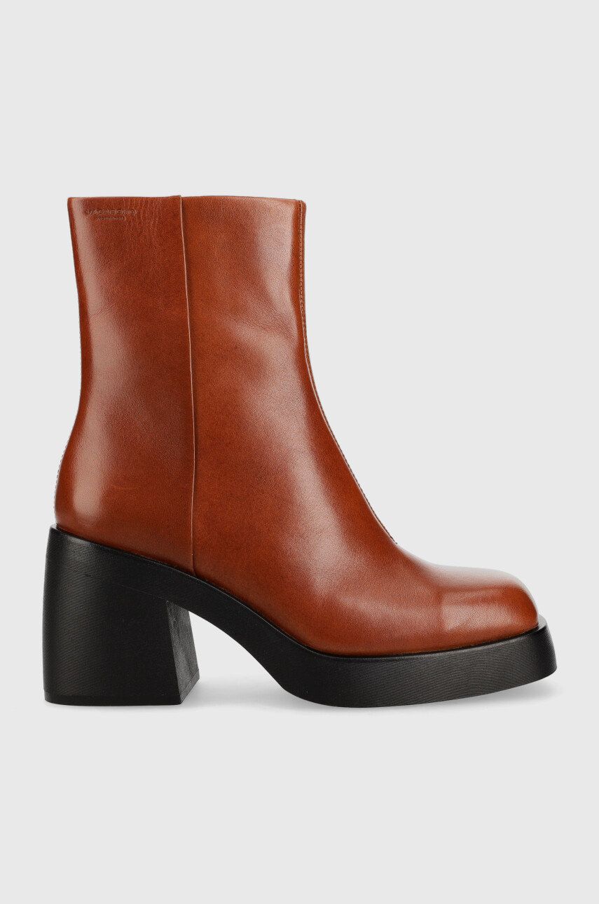 Vagabond Shoemakers cizme de piele Brooke femei, culoarea maro, cu toc drept Vagabond Shoemakers cizme de piele Brooke femei, culoarea maro, cu toc drept