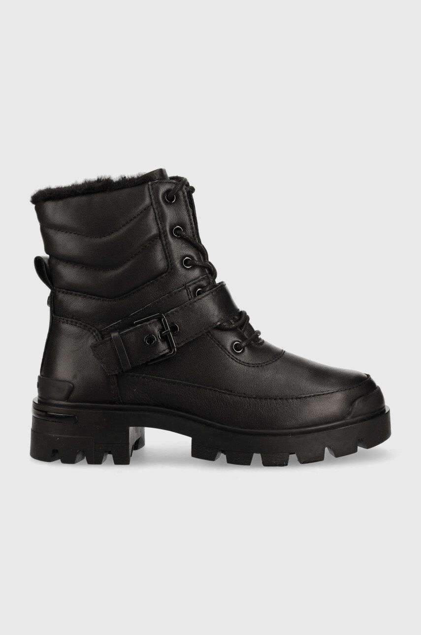 Aldo cizme de piele Alpa femei, culoarea negru, cu platforma, izolat Aldo cizme de piele Alpa femei, culoarea negru, cu platforma, izolat