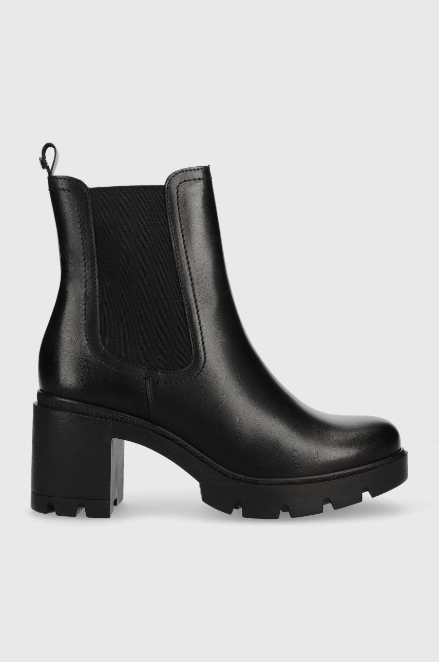 Wojas ghete chelsea de piele femei, culoarea negru, cu toc drept Wojas ghete chelsea de piele femei, culoarea negru, cu toc drept