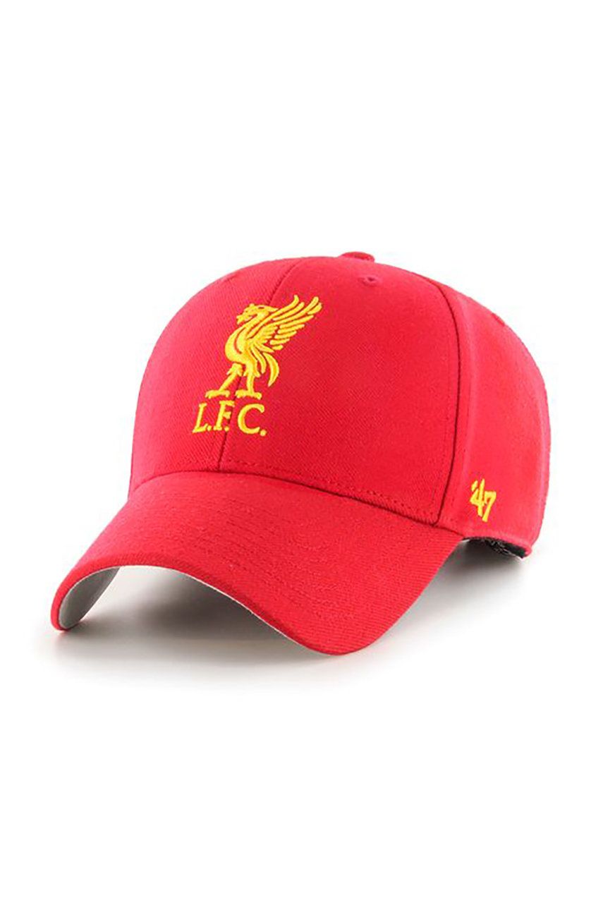 47brand șapcă EPL Liverpool culoarea roșu, cu imprimeu 47brand șapcă EPL Liverpool culoarea roșu, cu imprimeu