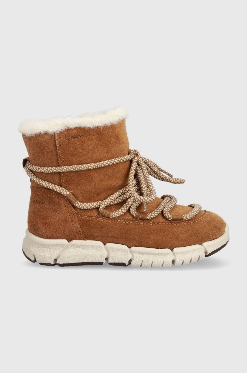 Geox pantofi din piele intoarsa pentru copii culoarea portocaliu Geox pantofi din piele intoarsa pentru copii culoarea portocaliu