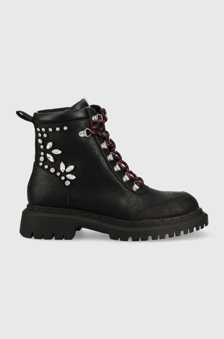 Desigual botine Scale Jewels femei, culoarea negru, cu platforma Desigual botine Scale Jewels femei, culoarea negru, cu platforma