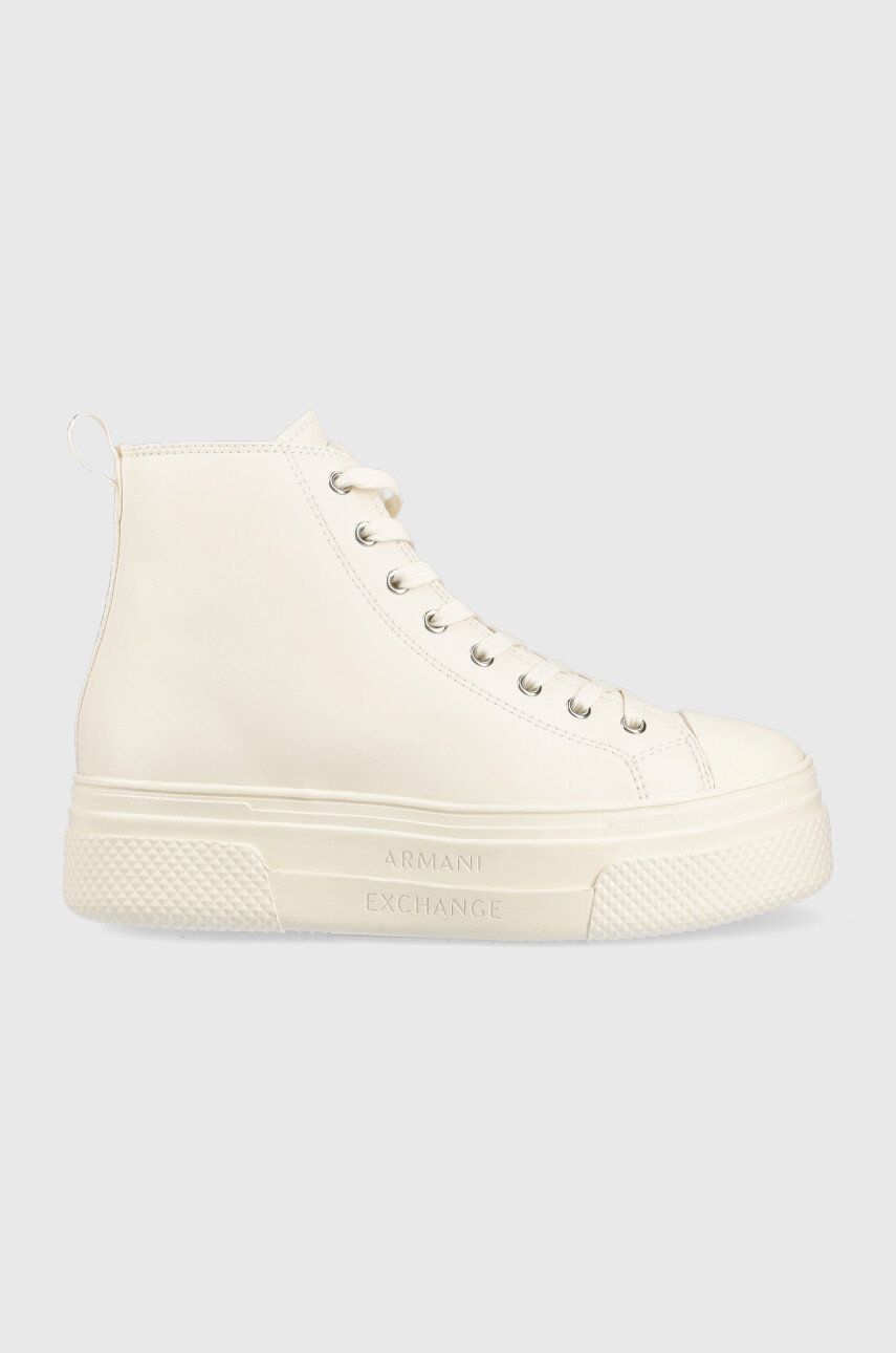 Armani Exchange Pantofi sport din piele femei, culoarea bej Armani Exchange Pantofi sport din piele femei, culoarea bej