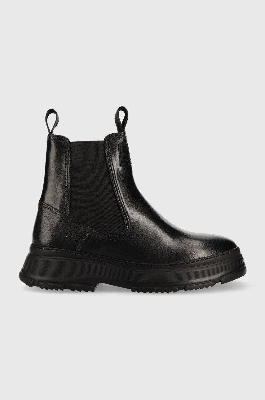 Gant ghete chelsea de piele Janebi femei, culoarea negru, cu platforma Gant ghete chelsea de piele Janebi femei, culoarea negru, cu platforma