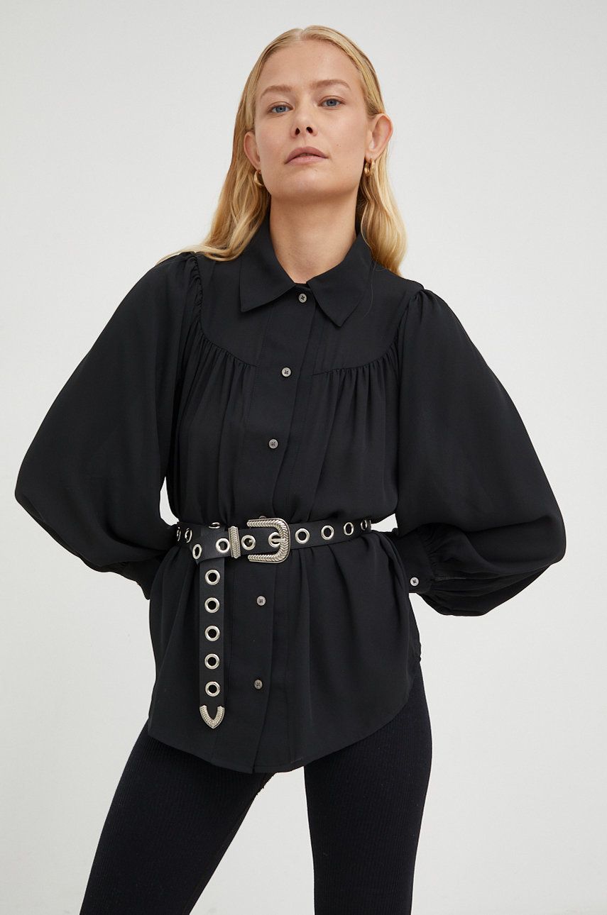 Levi's camasa femei, culoarea negru, cu guler clasic, regular Levi's camasa femei, culoarea negru, cu guler clasic, regular