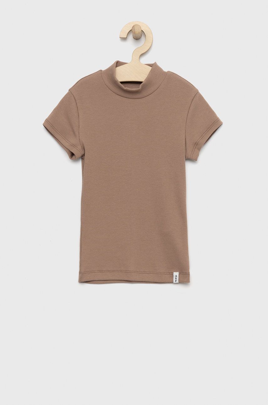 Abercrombie & Fitch tricou copii culoarea maro, cu turtleneck Abercrombie & Fitch tricou copii culoarea maro, cu turtleneck