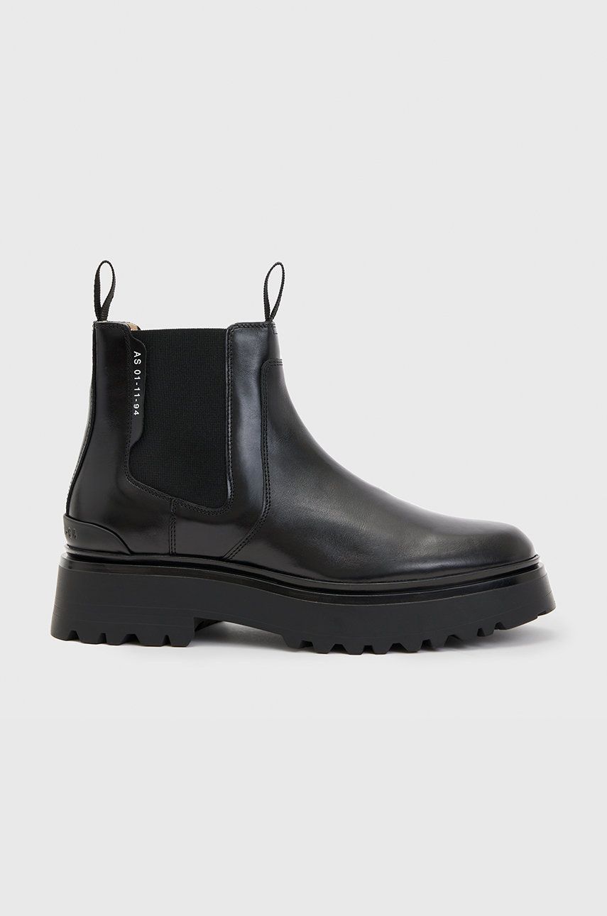 AllSaints ghete chelsea de piele Arlo femei, culoarea negru, cu platforma AllSaints ghete chelsea de piele Arlo femei, culoarea negru, cu platforma