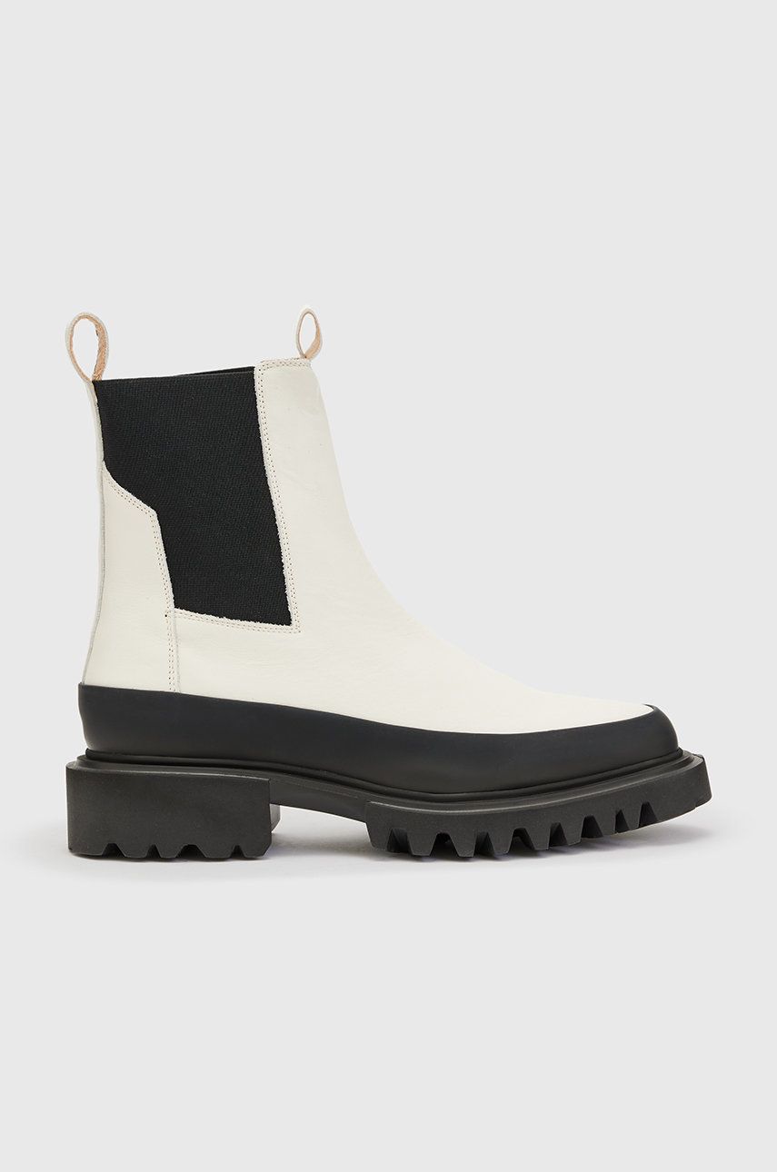 AllSaints ghete chelsea de piele Harlee femei, culoarea bej, cu toc plat AllSaints ghete chelsea de piele Harlee femei, culoarea bej, cu toc plat