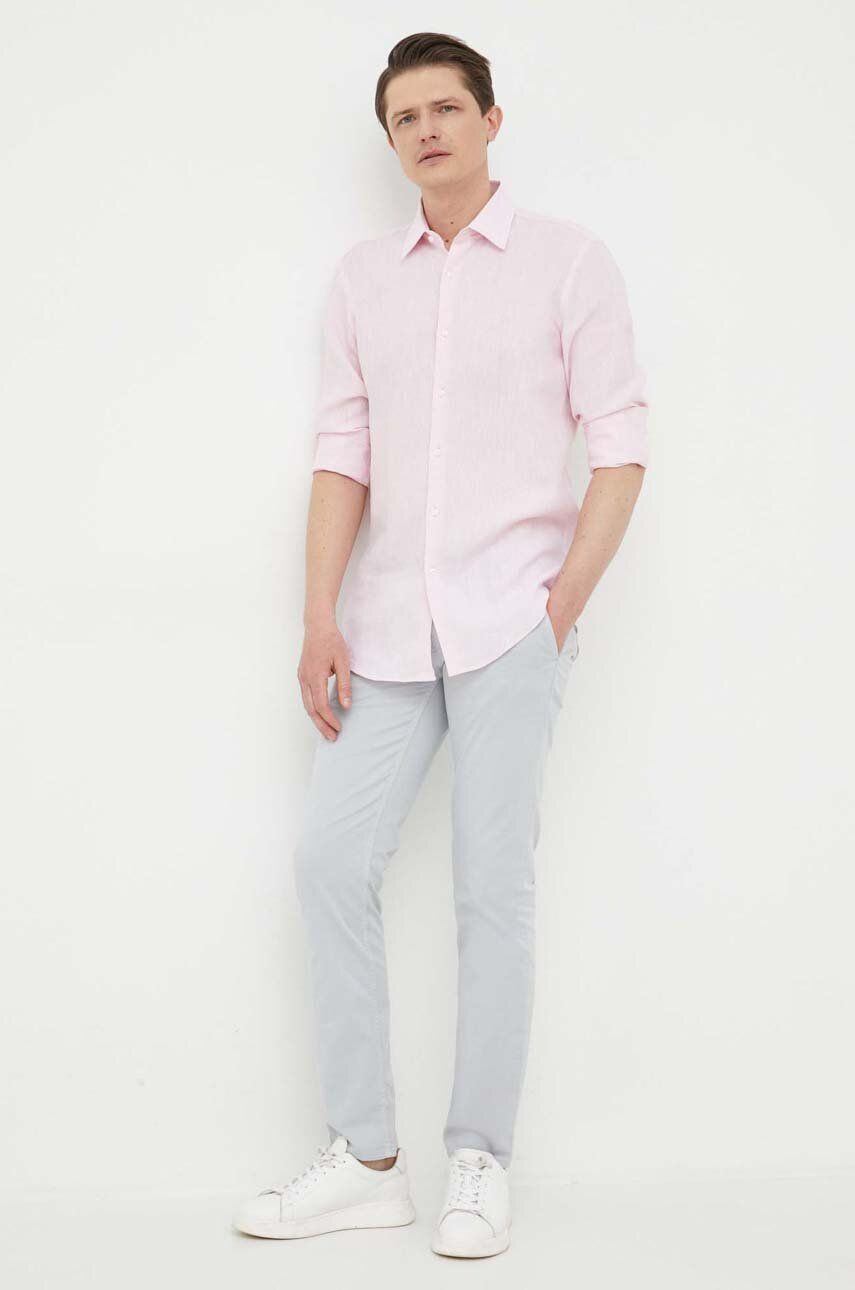 BOSS pantaloni CASUAL bărbați, culoarea gri, cu fason chinos 50470813 BOSS pantaloni CASUAL bărbați, culoarea gri, cu fason chinos 50470813